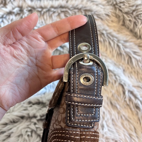 Coach Vintage Y2k Soho Brown Mini Leather Signature Jacquard Shoulder Purse Bag - Picture 5 of 11